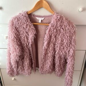 NWOT LAUREN CONRAD PINK SHAGGY CROPPED SWEATER
